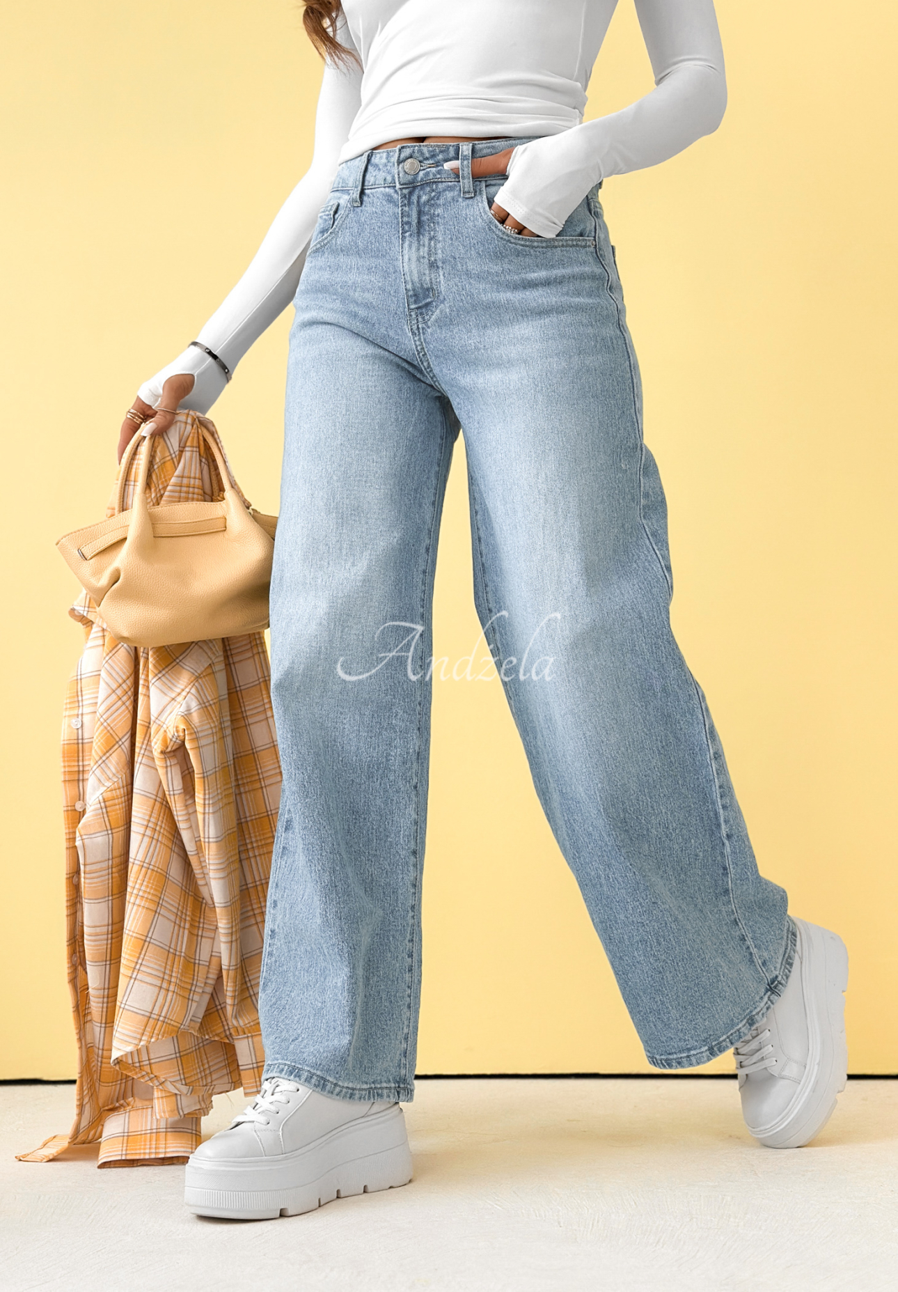 Džíny wide leg Anytime Now modré