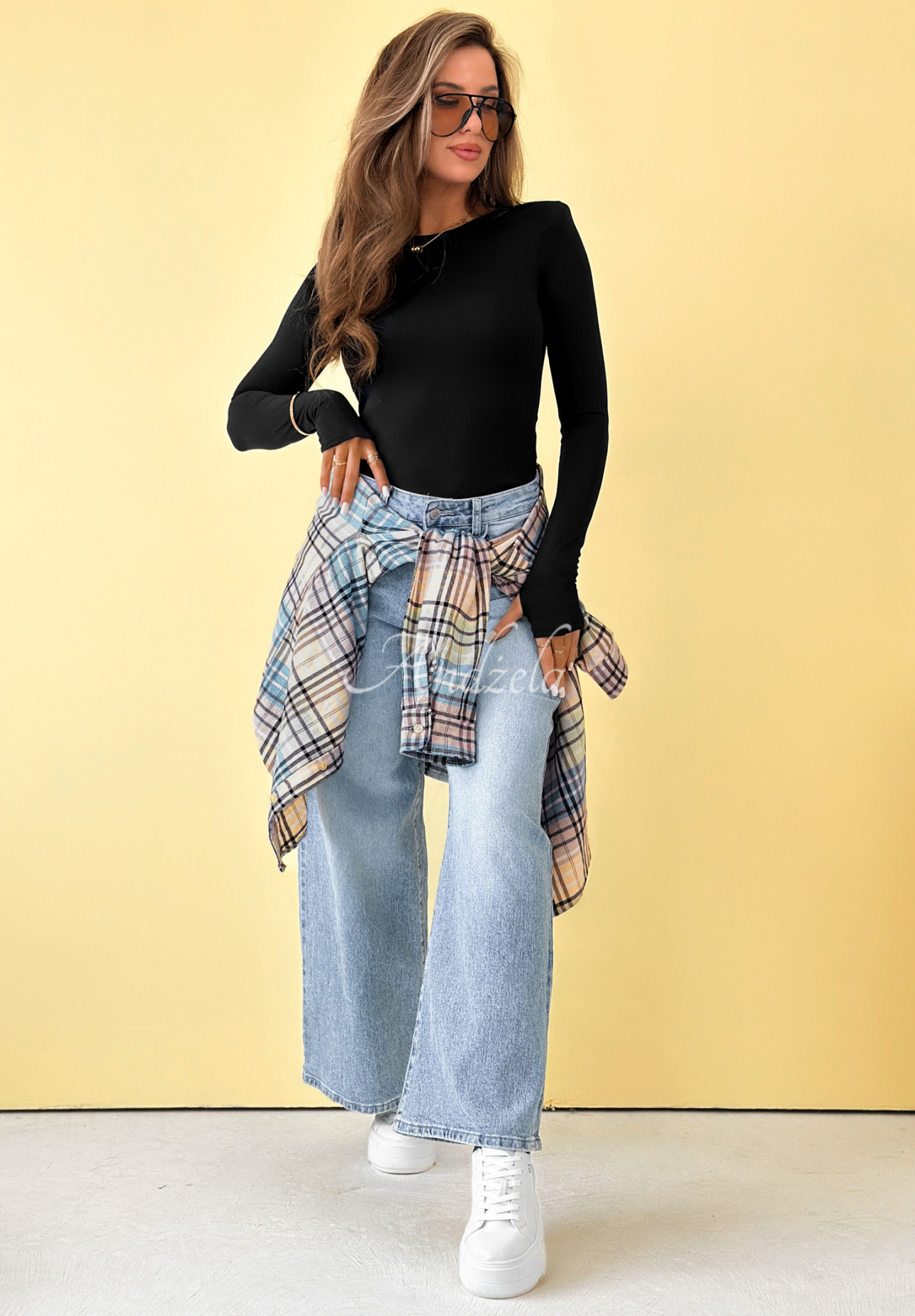 Tričko s dlouhým rukávem Basically Fine černá