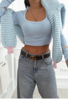 Krátká prążkowana Halenka z kwadratowym dekoltem Wasn’t Ready žlutá