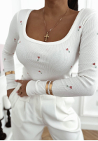 Prążkowana Halenka w kwiaty Rosalie béžová