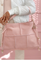 Zamszowa Kabelka z ozdobnymi przeszyciami Everyday Smile blankytná