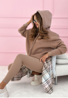 Tepláková souprava Mikina s kapucí i Legíny Hot Duo béžový