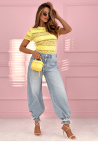 Koronkowa Halenka z krótkimi rękawami Secret Reverie blankytná