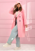 Dlouhý Kabát z kołnierzem We Both Know růžový