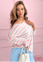 Tričko w paski Only Stripes biało-růžový