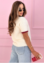 Svetr z naszywką na krótki rękaw Juicy Watermelon ecru