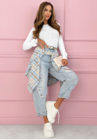 Halenka longsleeve z marszczeniami i kokardkami Cutie Bows Bílá