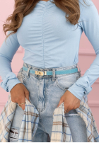 Cienki zamszowy Pásek  Delicate Accents čokoládový