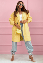 Dlouhý Kabát kożuszek z kołnierzem Create The Impossible pudrová růžová