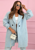 Dlouhý Kabát kożuszek z kołnierzem Create The Impossible pudrová růžová