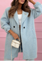 Dlouhý Kabát kożuszek z kołnierzem Create The Impossible pudrová růžová