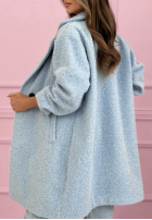 Dlouhý Kabát kożuszek z kołnierzem Create The Impossible pudrová růžová