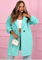 Dlouhý Kabát kożuszek z kołnierzem Create The Impossible pudrová růžová