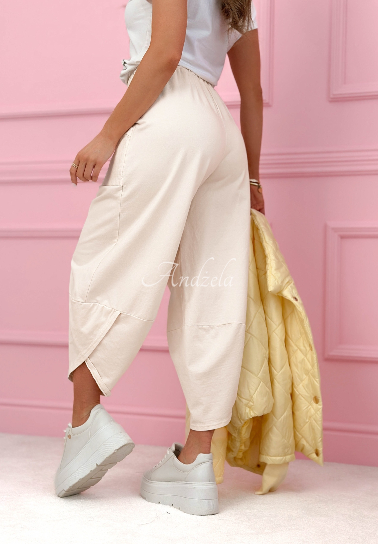 Bavlněné kalhoty balloon s kapsami Only Sunny Days světle béžové