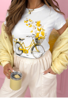 Tričko z nadrukiem Butterflies Dreams biało-žlutá