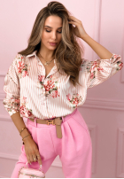 Kwiecista Košile w paski Amaryllis růžová