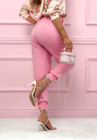 materiálové Kalhoty joggery z paskiem I Chose It černé