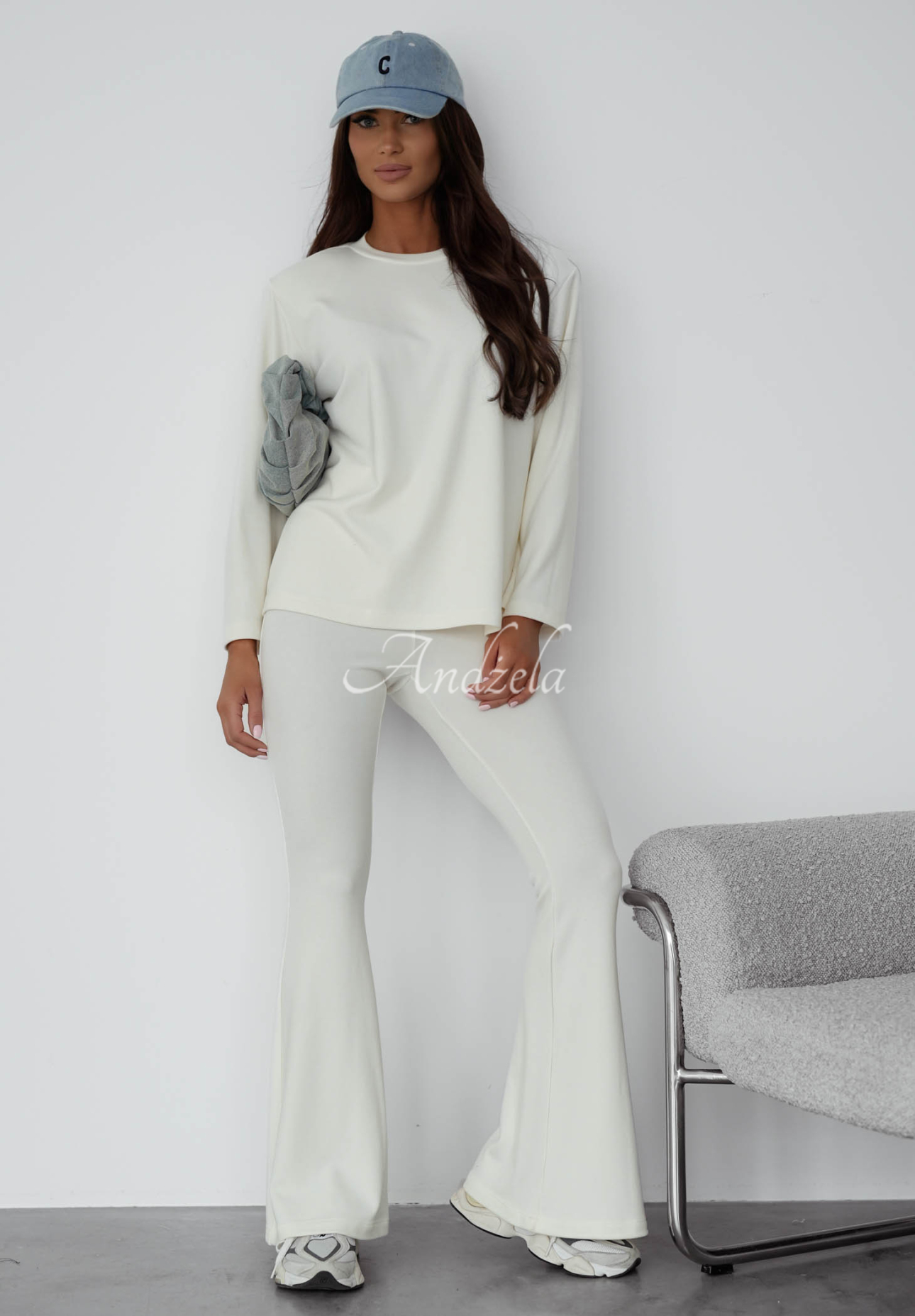 Bavlněná halenka s dlouhým rukávem Nicole ecru