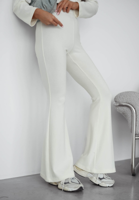 Bavlněn&eacute; zvonov&eacute; kalhoty Nicole ecru