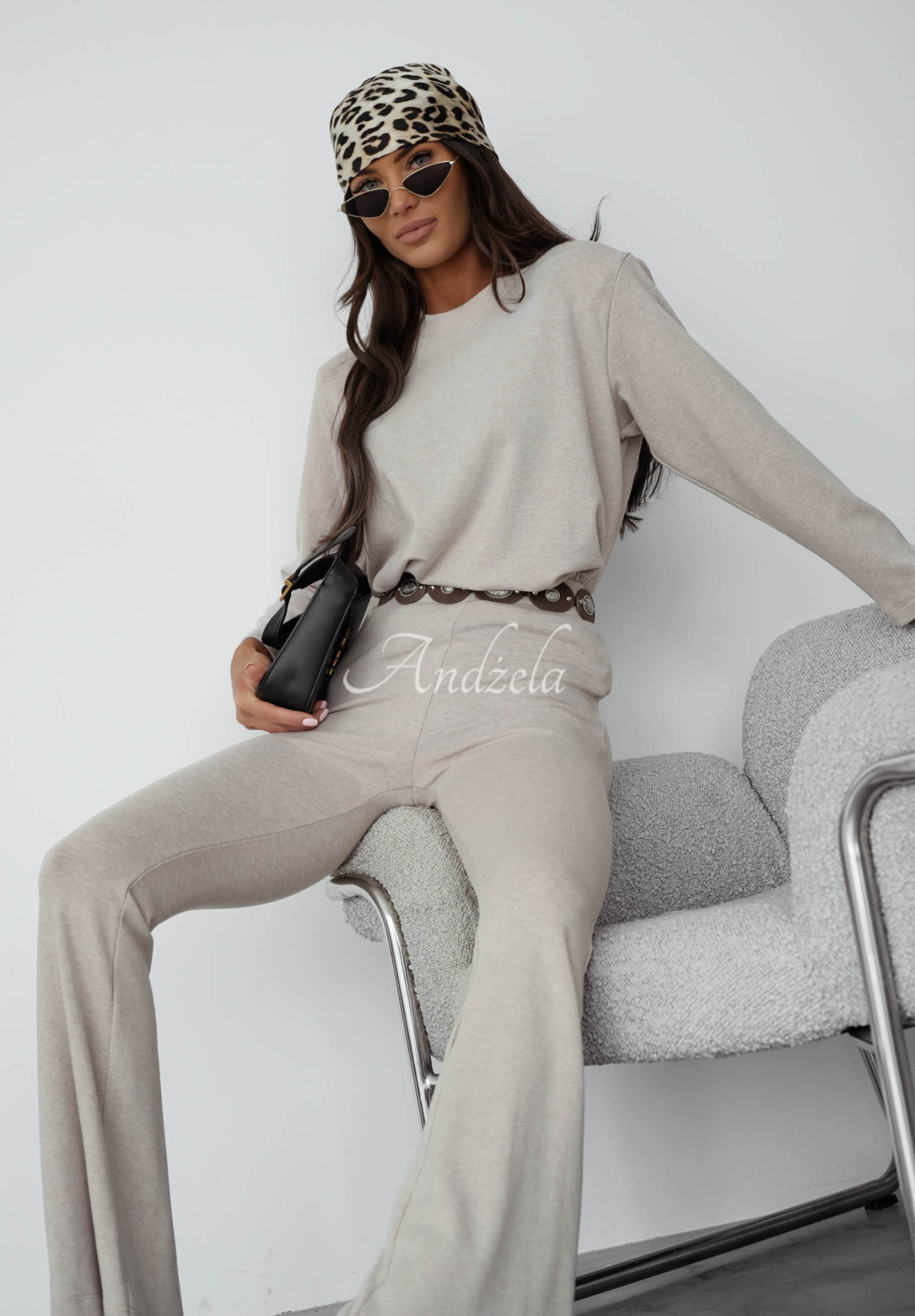 Bavlněná halenka s dlouhým rukávem Nicole béžová