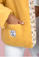 Krátká Bunda kożuszek z kwiecistą podszewką Lilianna ecru