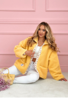 Krátká Bunda kożuszek z kwiecistą podszewką Lilianna ecru