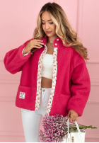 Krátká Bunda kożuszek z kwiecistą podszewką Lilianna ecru