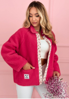 Krátká Bunda kożuszek z kwiecistą podszewką Lilianna ecru