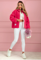 Krátká Bunda kożuszek z kwiecistą podszewką Lilianna ecru