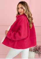 Krátká Bunda kożuszek z kwiecistą podszewką Lilianna ecru