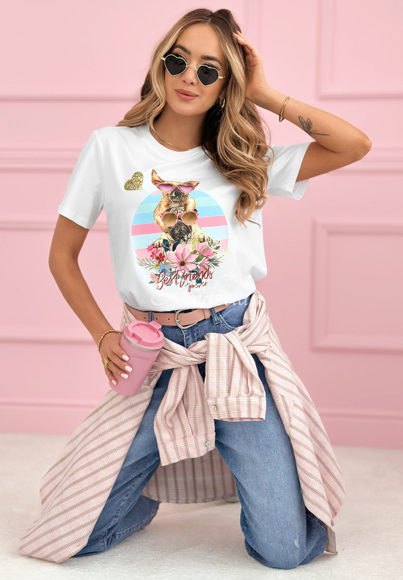 Bavlněné tričko s potiskem Crazy Dogs Bílá