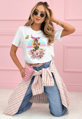 Bavlněn&eacute; tričko s potiskem Crazy Dogs B&iacute;l&aacute;