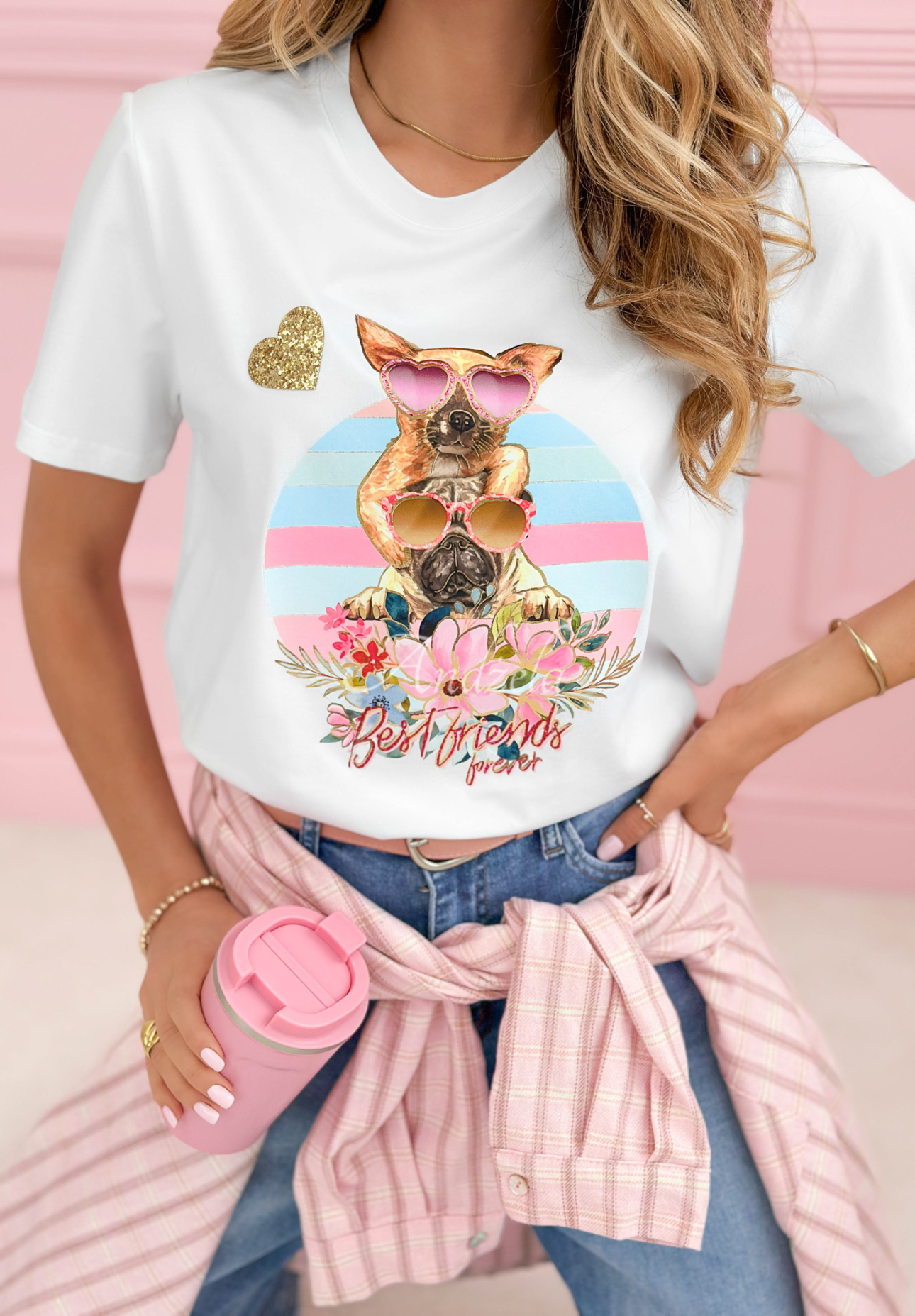 Bavlněné tričko s potiskem Crazy Dogs Bílá