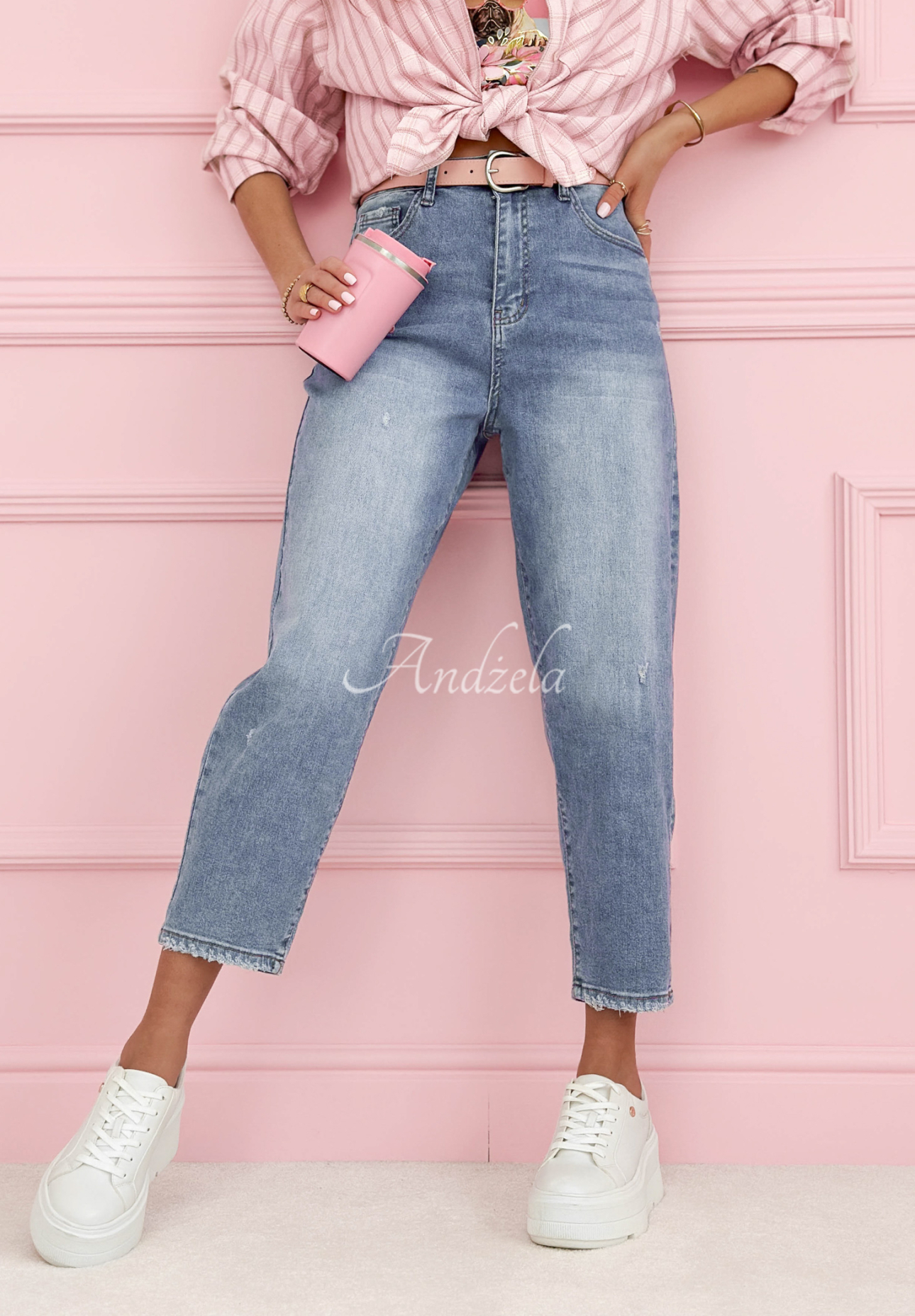 Mom fit džíny Biggest Adventure modré