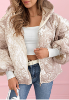 Prošívaná Bunda s kapucí oversize vzorované Blooming Hope modrá