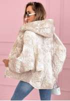 Prošívaná Bunda s kapucí oversize vzorované Blooming Hope modrá