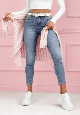 Skinny dž&iacute;ny s p&aacute;skem Riley modr&eacute;