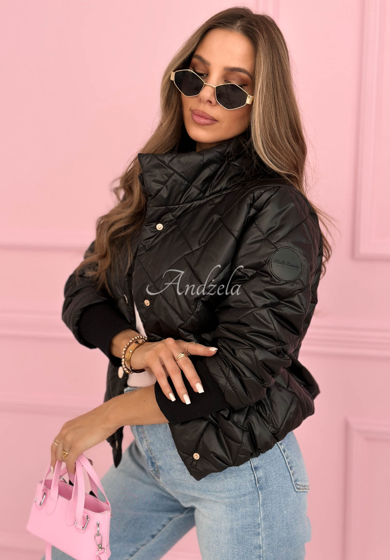 Prošívaná bunda se stojáčkem Hilda černá