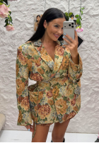 Żakardowa dwurzędowa Sako w kwiaty La Milla Kris béžová