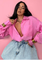 Košile w paski oversize La Milla Sophie růžová