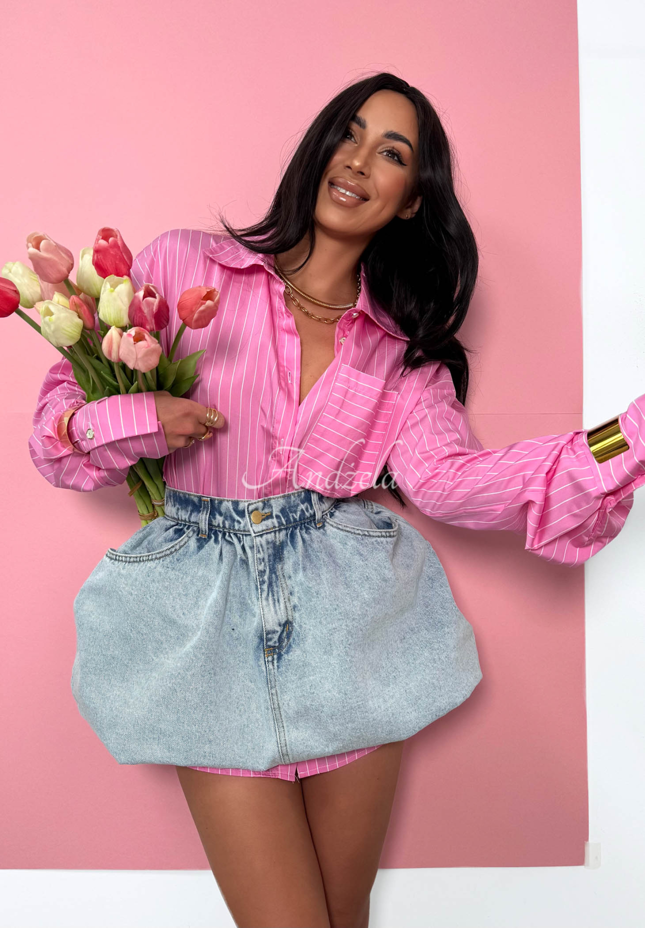 Bavlněná pruhovaná oversize košile La Milla Sophie růžová