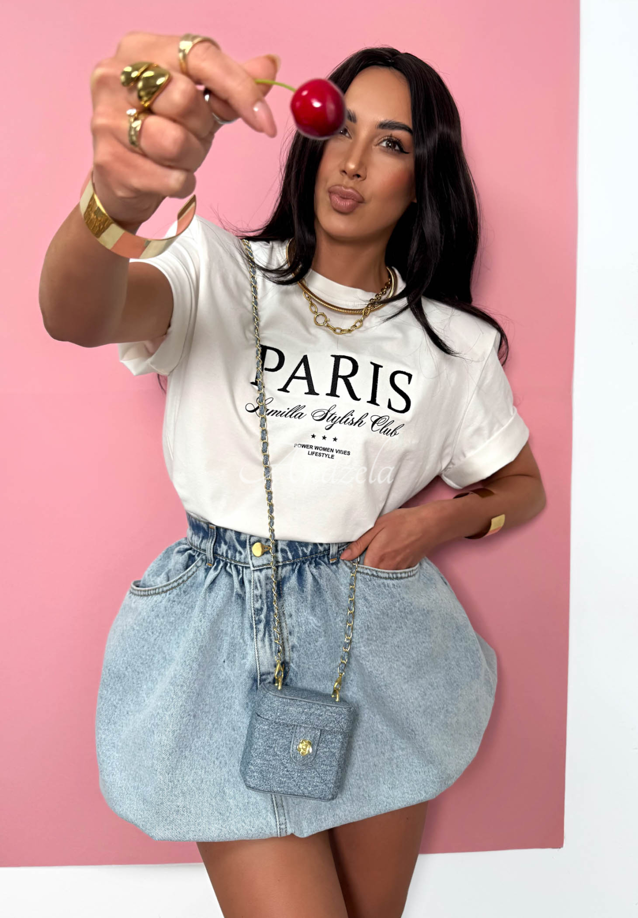 Viskózové tričko s potiskem La Milla Paris Bílá