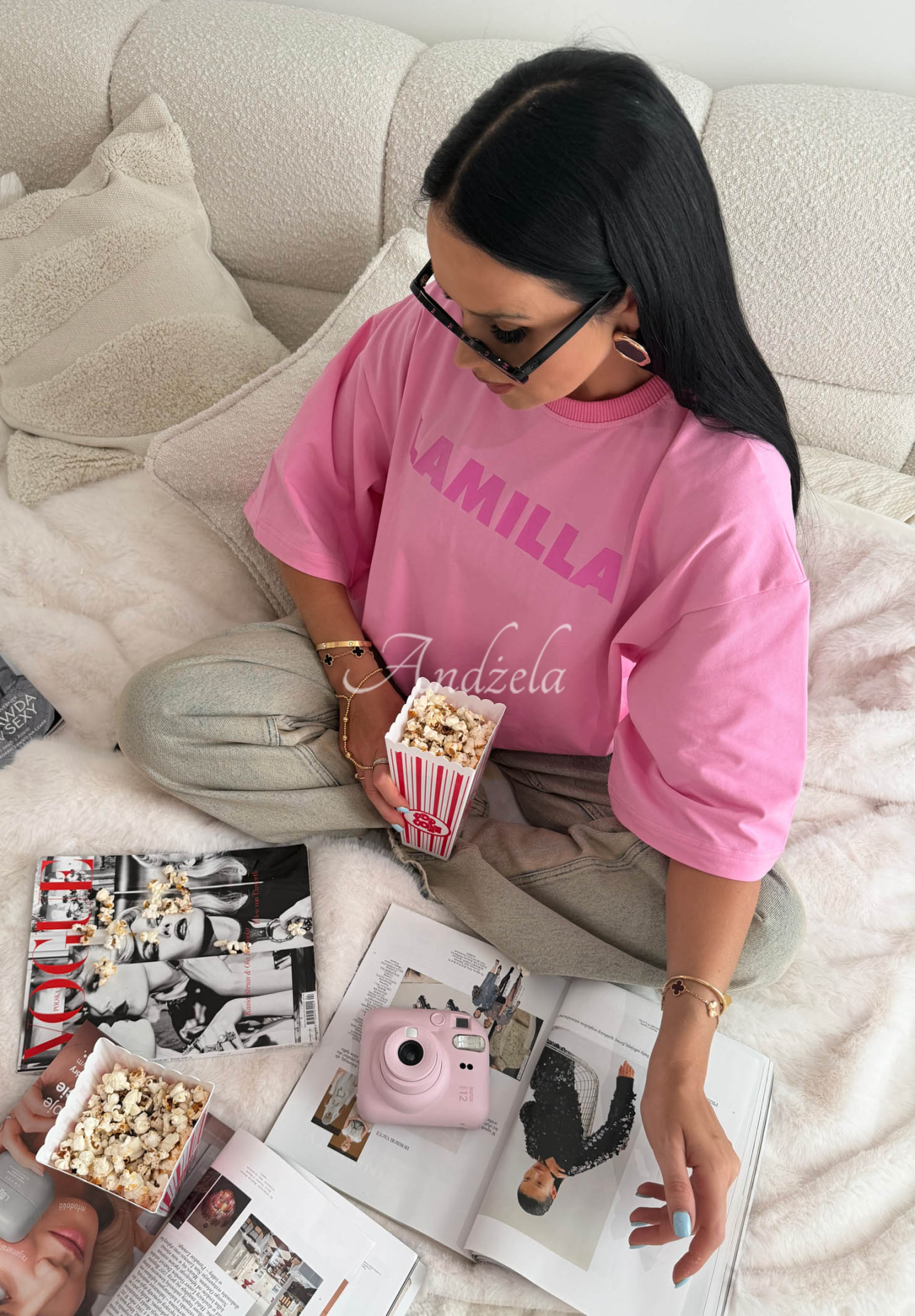 Viskózové oversize tričko La Milla Sophia růžový