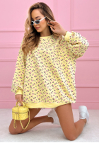 Długa Mikina oversize w różyczki The Bloom růžová