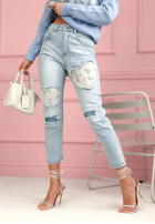 Kalhoty jeanowe skinny z naszywkami My Big Heart světle modré