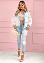 džínová Košile z koronką Ask Me Why biało-modrá