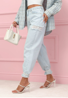 Kalhoty džínové  mom fit z przetarciami Socorro světle modré