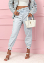 Kalhoty džínové  mom fit z przetarciami Socorro světle modré