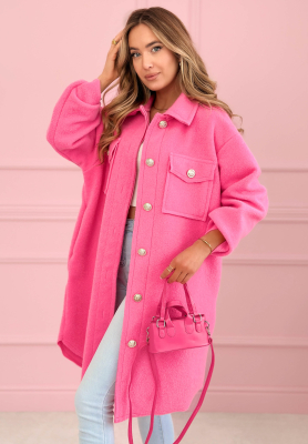 Viskózový kabát s kapsami Kaori fuchsiový