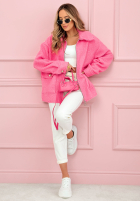 Krátká Bunda sherpa kożuszek Azalea fuchsiová